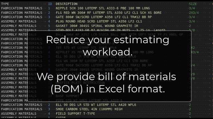 Bill of materials extracted from PDF to Excel